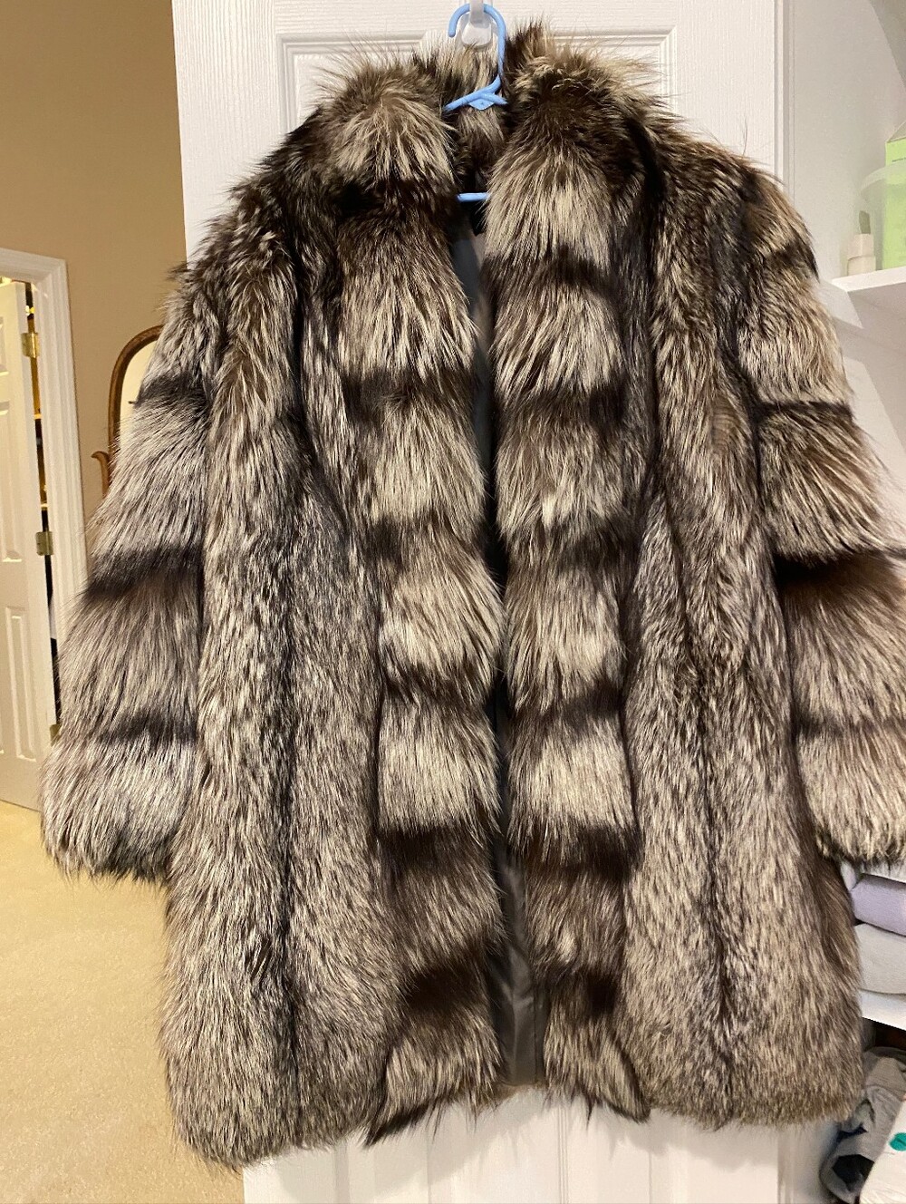 Luxury Women's Faux Fur Coat in Brown and Cream